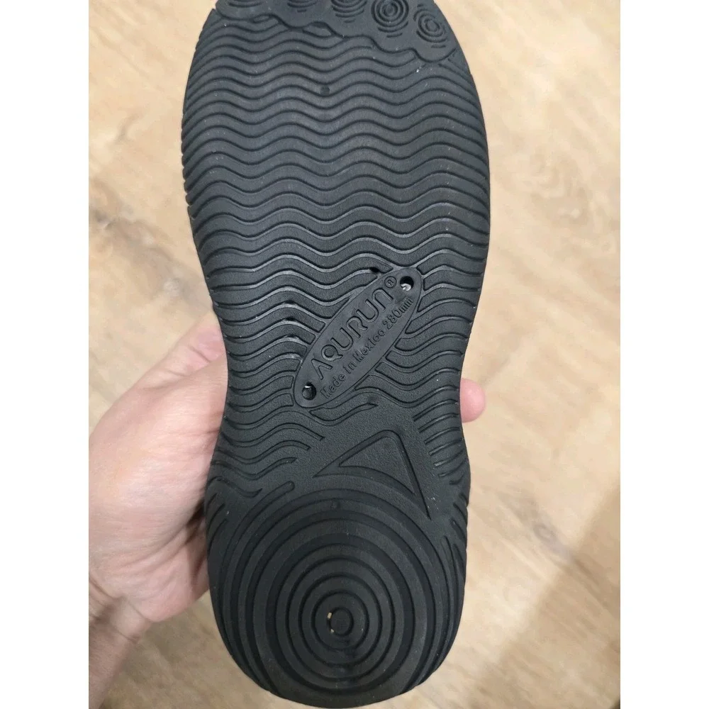 AQUARUN Unisex Water Shoes Aqua Socks Quick Dry Black Gray 280mm Beach Swim Pool